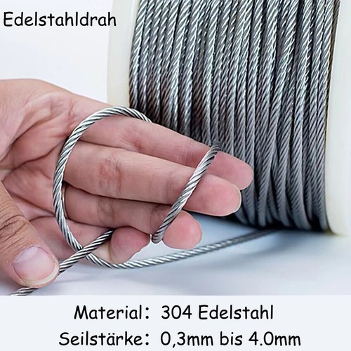 Edelstahlseil 3mm 4mm - 0,3mm, 0,4mm