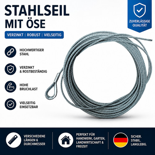 Drahtseil 4mm mit öse - 4mm,